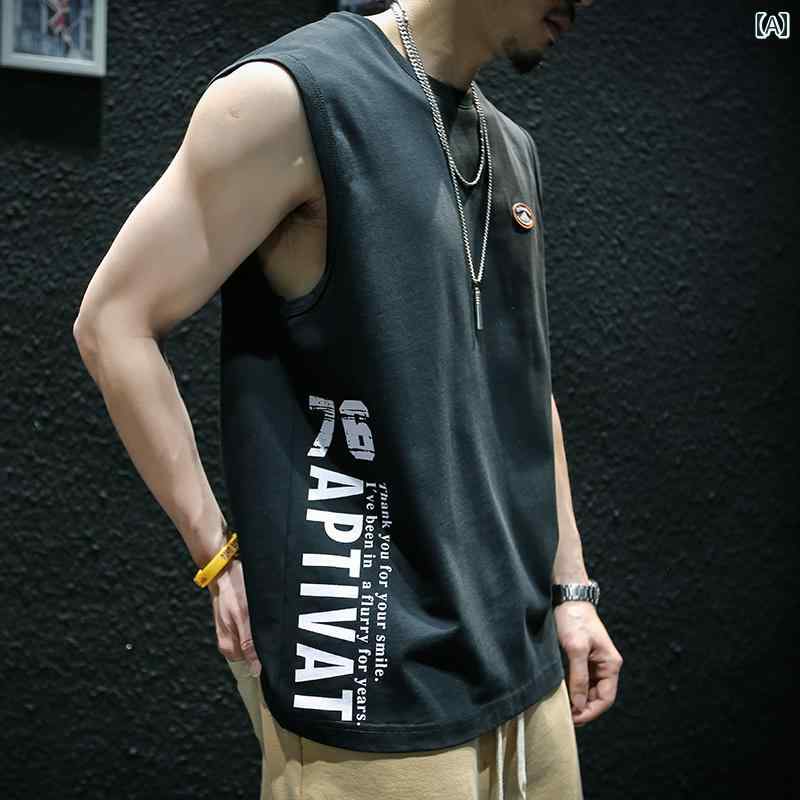 Tシャツ 夏 綿 ノースリーブ ベスト メンズ チョッキ 大きめサイズ スポーツ フィットネス シャツ ラウンドネック プルオーバー レジャー