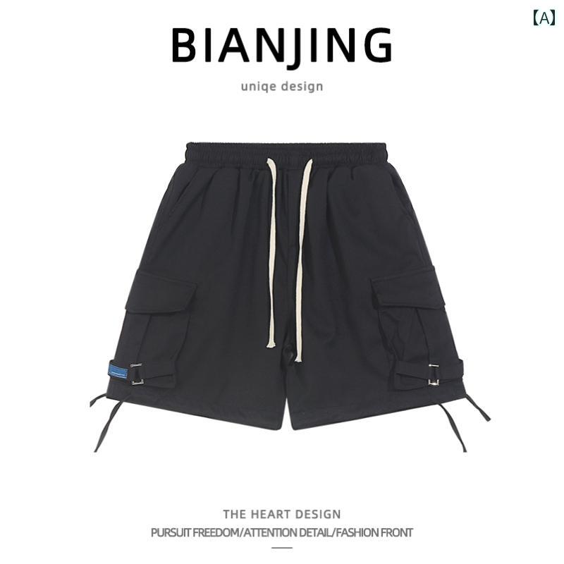 カーゴ ショート パンツ マルチ ポケット 夏 メンズ 無地 シンプル カジュアル メンズ 巾着 ズボン