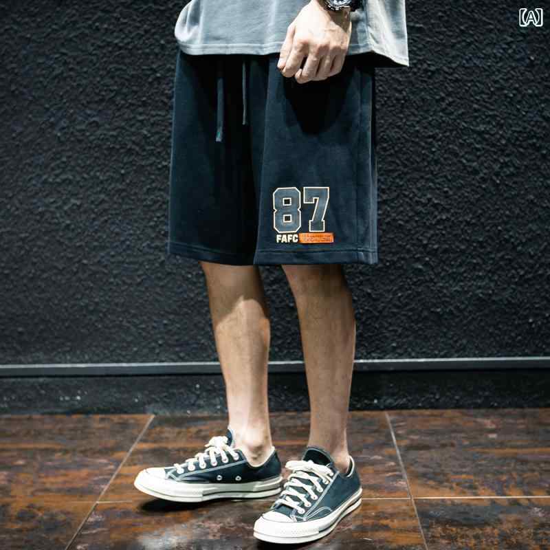 Short, Half Pants - ハーフパンツ 夏 ストレート スポーツ ショーツ メンズ ゆったり 大きめサイズ 五分丈 パンツ アメカジ ミディアム 細 レジャー プリント スウェット