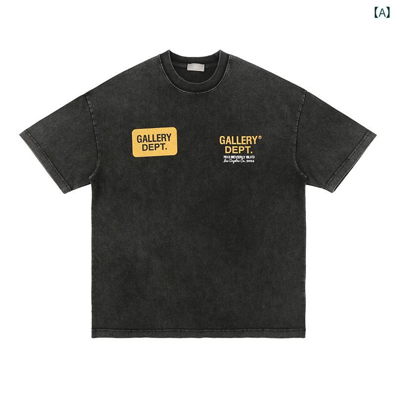 セキュアデポのTシャツ 半袖 夏 ゆったり アメリカン ストリート スケーター メンズ カジュアル おしゃれ レトロ 文字 プリント ウォッシュ加工 カップル シャツ オーバーサイズ｜アングル2