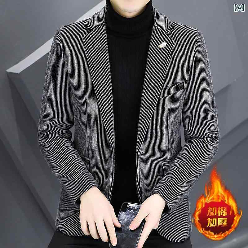 メンズ スーツ ジャケット ブレザー 長袖 秋冬 厚手 スリム スタイリッシュ カジュアル クール アーバン オフィス レジャー 紳士服