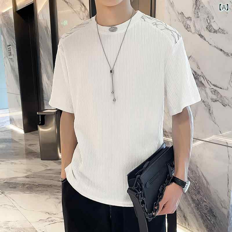 Tシャツ カジュアル メンズ ファッション 夏 薄手 涼しげ シャツ 半袖 トップス フィット ドレープ