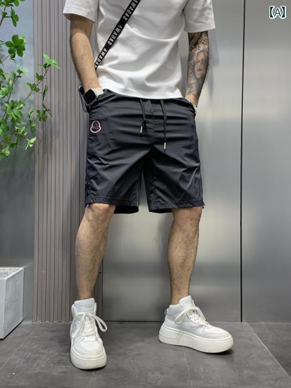 Rakuten - ハーフパンツ 短パン 夏 メンズ 薄手 カジュアル ひんやり 涼しい 快適 フィットパンツ メンズ 速乾 スリム ショート 五分丈 ビーチ スポーツ