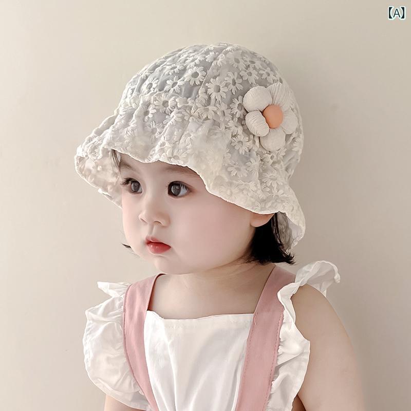 ベビー 帽子 サンハット 春夏 花 赤ちゃん バケット ハット 太陽 幼児 女の子 キュ...