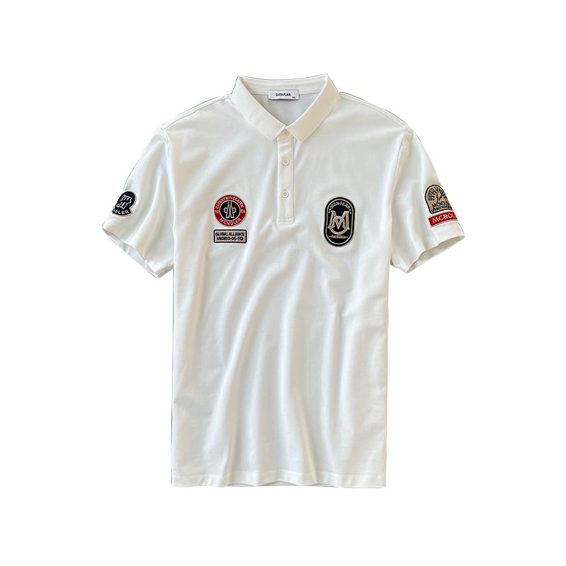 ポロシャツ アメリカ 刺繍 メンズ 夏 通気性 カジュアル 半袖 Tシャツ ノーアイロン シンプル メンズ 黒 白 ブラック ホワイト