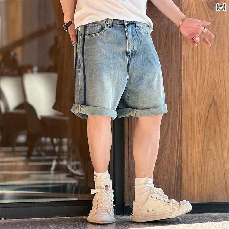 Rakuten - ハーフパンツ メンズ 半ズボン レジャー ビーチ アウトドア パンツ ショートパンツ 夏 デニム カジュアル ウォッシュド ストレート