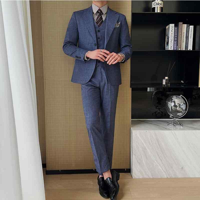 メンズ スーツ セット スタイリッシュ ジャケット ブレザー 3点 ズボン パンツ ロング シャツ ベスト チョッキ 洗練 大人 メンズ おしゃれ ビジネス カジュアル フォーマル オフィス パーティー 紳士服