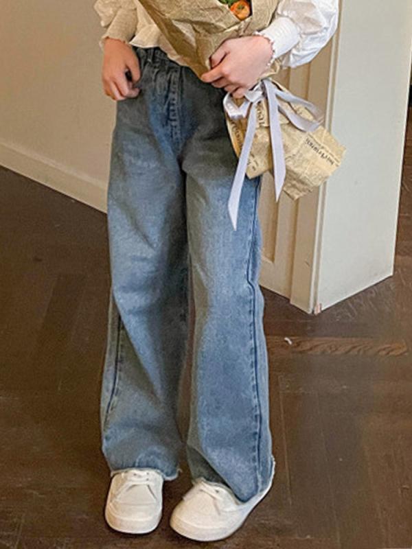 パンツ ズボン ボトムス おしゃれ ファッション 女の子 ストレート ジーンズ 春秋 カジュアル 子供 快適 デニム 女の子 レジャー ロング