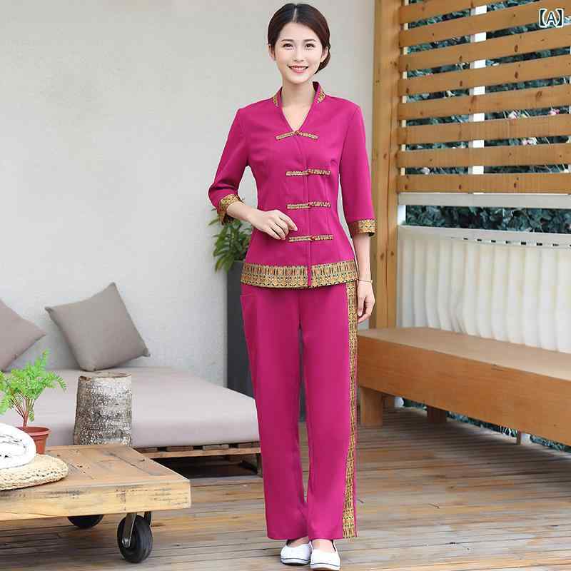 エステ 制服 レディース ワークウェア 制服 作業着 エステサロン マッサージ SPA エスニック 春夏 半袖