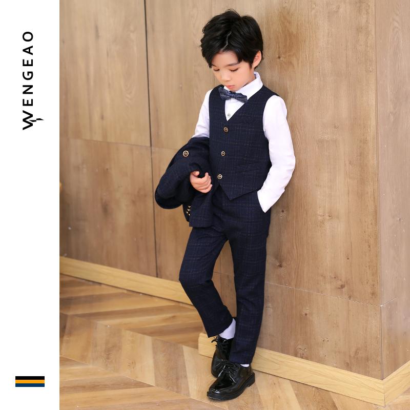 スーツ キッズ 子供 おしゃれ ファッション 男の子 ドレス グレー チェック 春秋 パフォーマンス ブリティッシュ ボーイズ セット ジャケット ベスト
