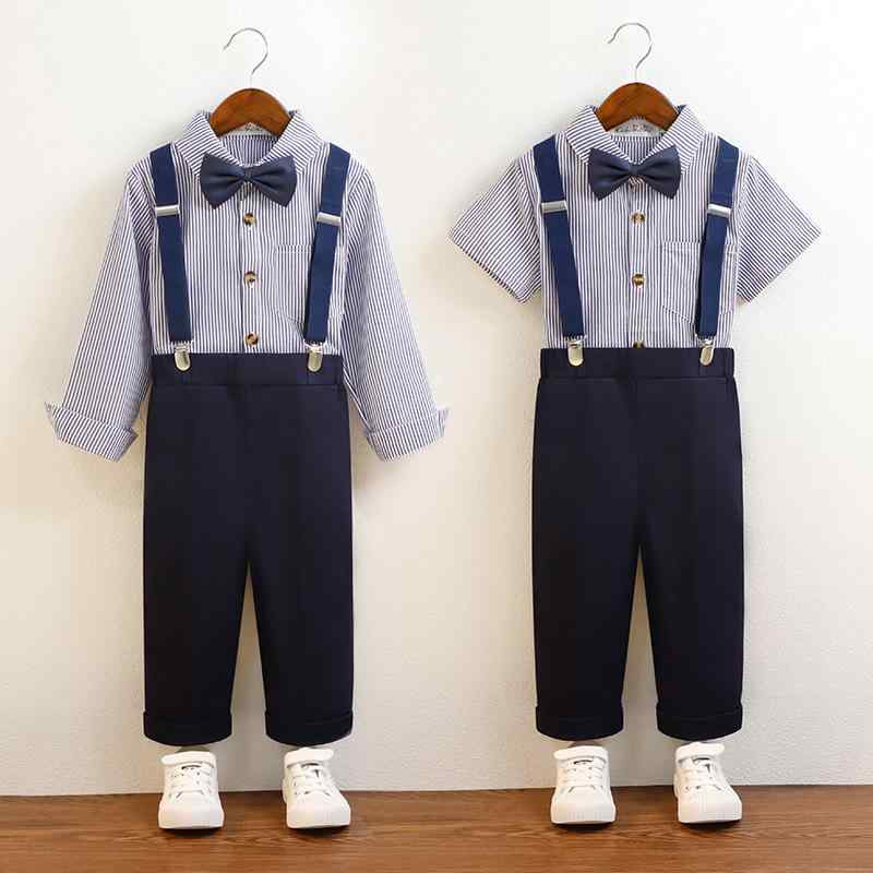 男の子 セット 春夏 韓国 ストライプ サスペンダー 子供 卒業 パーティー コーラス パフォーマンス 衣装 エレガント