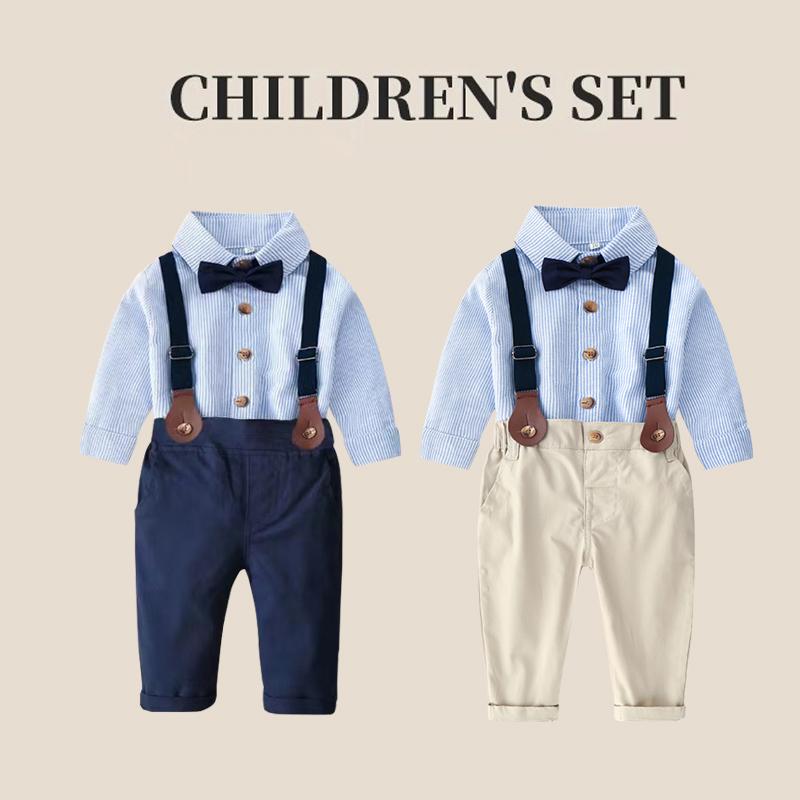 Other - キッズ フォーマルスーツ 男の子 春秋 オーバー オール 子供 赤ちゃん 1歳 パーティー 誕生日 英国 パフォーマンス ストライプ ブリティッシュ 薄手