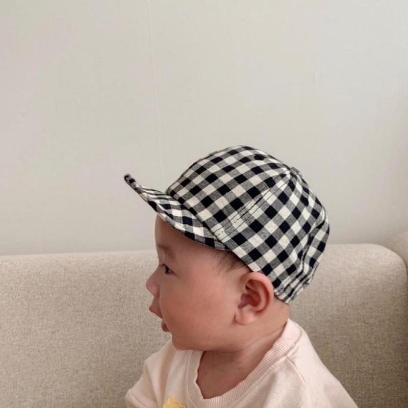 樂天商城 - ベビー 帽子 ハット キャップ 赤ちゃん品 キッズ 子供 おしゃれ ファッション チェック 春 サンシェード 韓国 ベースボールキャップ フリーサイズ