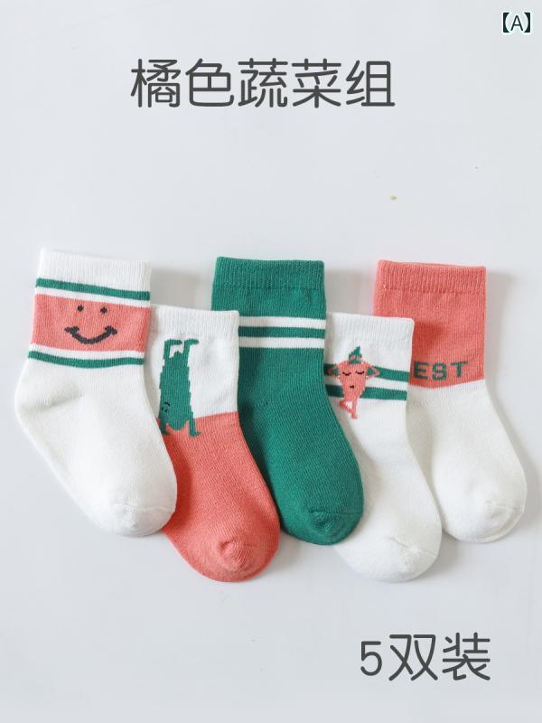 ベビー キッズ 子供 靴下 春秋 薄手 ふくらぎ ソックス 男の子 女の子 カレッジ ベビー ソックス 5足組..