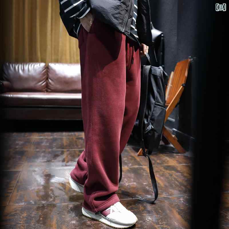 ストレートレッグ スウェット パンツ メンズ 春秋 ゆったり 大きいサイズ アメリカン レッド カジュアル レジャー ロング
