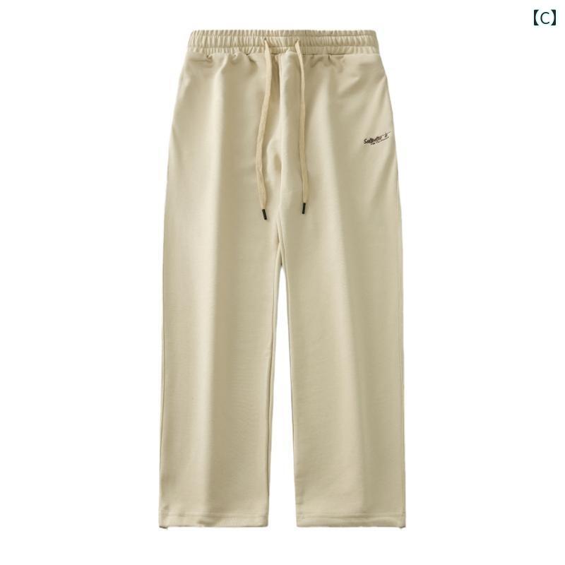 ストレートレッグ スウェット パンツ メンズ 春秋 ゆったり 大きいサイズ アメリカン レッド カジュアル レジャー ロング