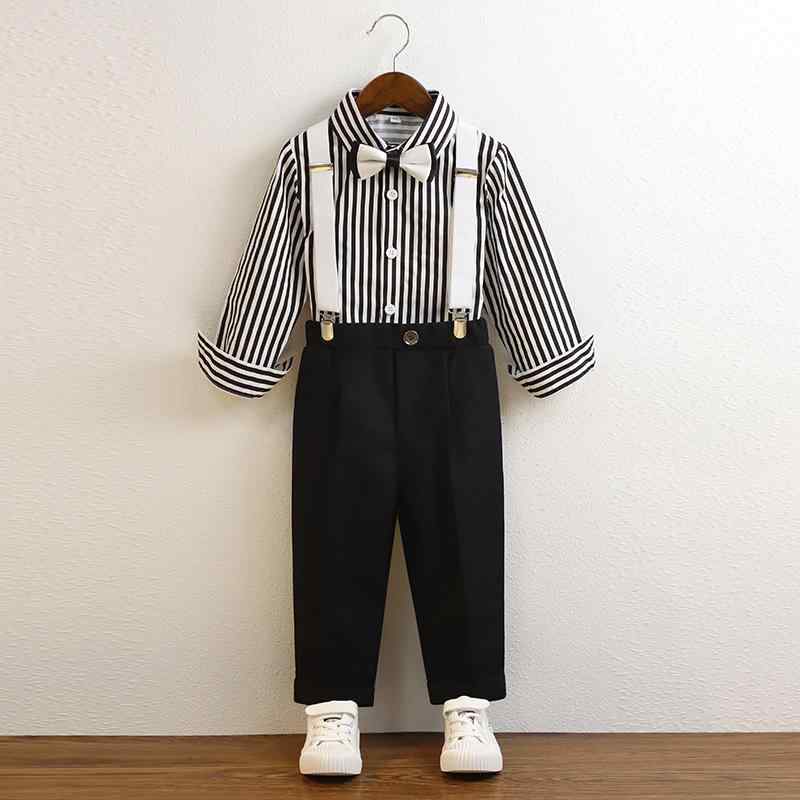 子供 男の子 春秋 ストライプ サスペンダー メンズ 朗読 パフォーマンス 衣装 長袖 シャツ 韓国 おしゃれ