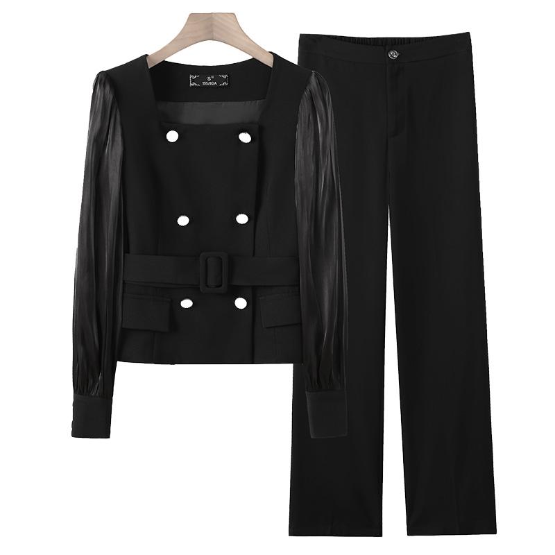 レディース トップス スーツ セット ジャケット ブレザー ズボン パンツ ロング ダブルブレスト 春 大人 レディース 清楚 衣料品 面接 仕事 カジュアル フォーマル 作業服 婦人服