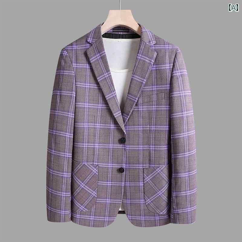 テーラード ジャケット 紳士服 メンズ カジュアル おしゃれ チェック 春秋 ライト 豪華 シングル ジャケット シングルブレスト 都会 ビジネス フォーマル