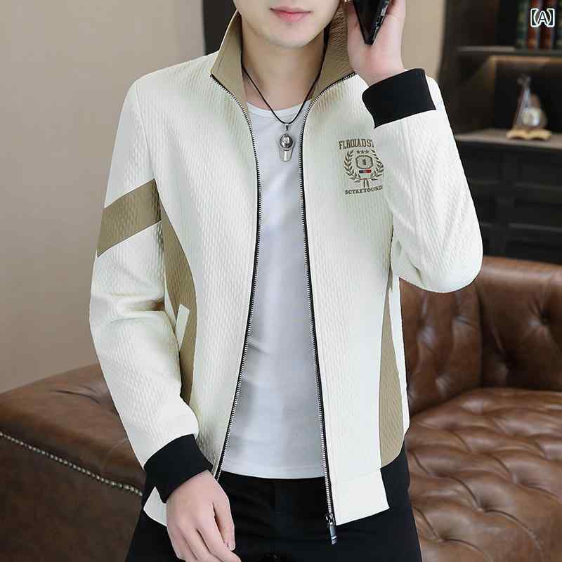 メンズ ジャケット おしゃれ カジュアル スタイリッシュ 長袖 紳士服 シャケット ジャンバー 刺繍 春 ファッション スリムフィット