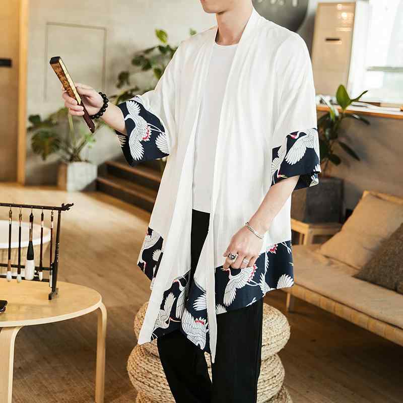 メンズ 春夏 チャイニーズ 綿 リネン カーディガン 漢服 アンティーク 丈 中国 レトロ マント 薄手 ジャケット 大きめサイズ ゆったり 綿麻