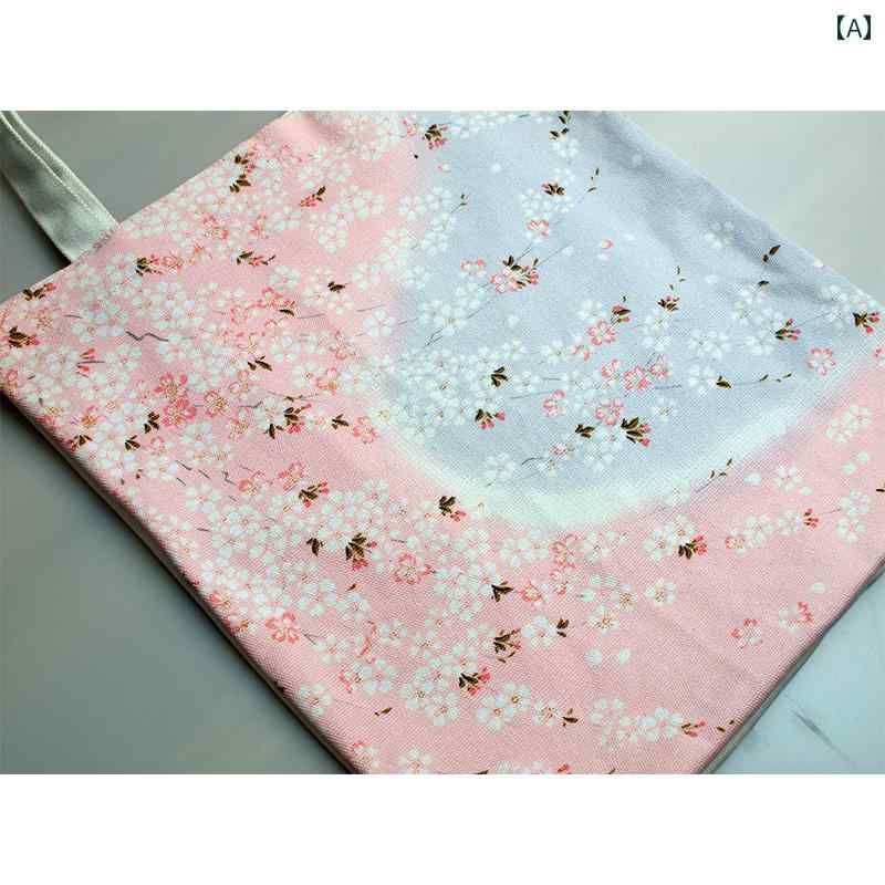 バッグ 鞄 レディース キャンバス 綿 桜 ショルダー ハンドバッグ ショッピングバッグ コットン プリント レディース スクエア 2