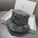 帽子 ハット レディース 豪華感 フィッシャーマンハット バケットハット レジャー ラインストーン ブラック 春夏 トラベル キラキラ