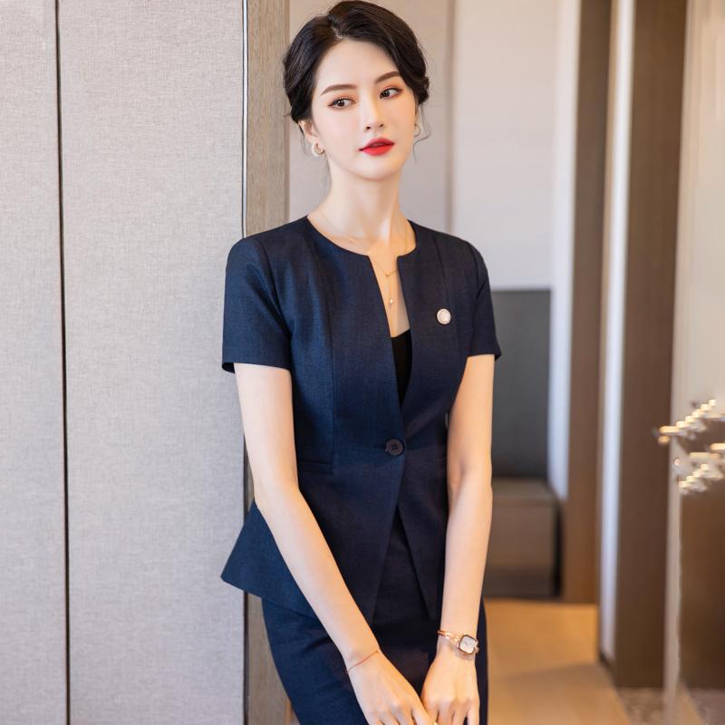 レディース スーツ スタイリッシュ 婦人服 レディース きれい 洗練 スーツ 韓国 春夏 半袖 仕事 作業着 制服 業務 ジャケット スカート 大きめサイズ