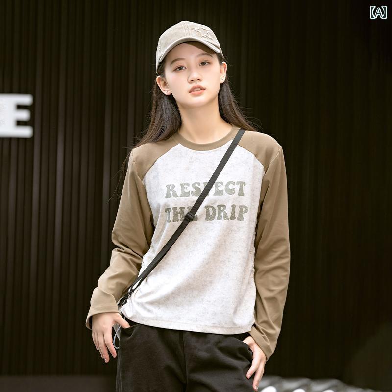 レディース ファッション トップス シャツ 女の子 中学生 長袖 Tシャツ 春秋 子供 インナー 高校生 女の子 カジュアル