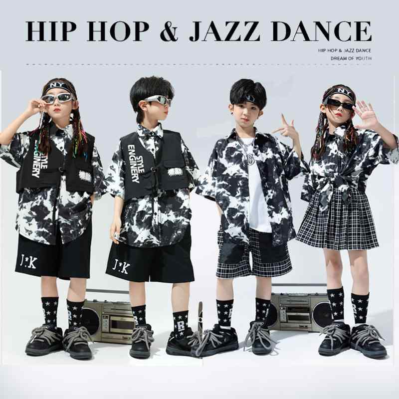 子供服 女の子 男の子 シャツ ショートパンツ ミニスカート コスチューム バンド ダンス ヒップホップ ..