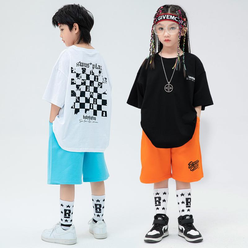 子供服 女の子 男の子 Tシャツ ショートパンツ コスチューム バンド ダンス ヒップホップ 運動会 パフォーマンス 衣装 クール かっこいい キッズ