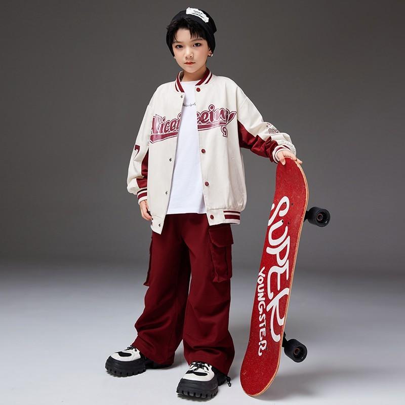 ダンス衣装 セットアップ ジャケット 野球 赤 スタジアムジャンパー ヒップホップ ...
