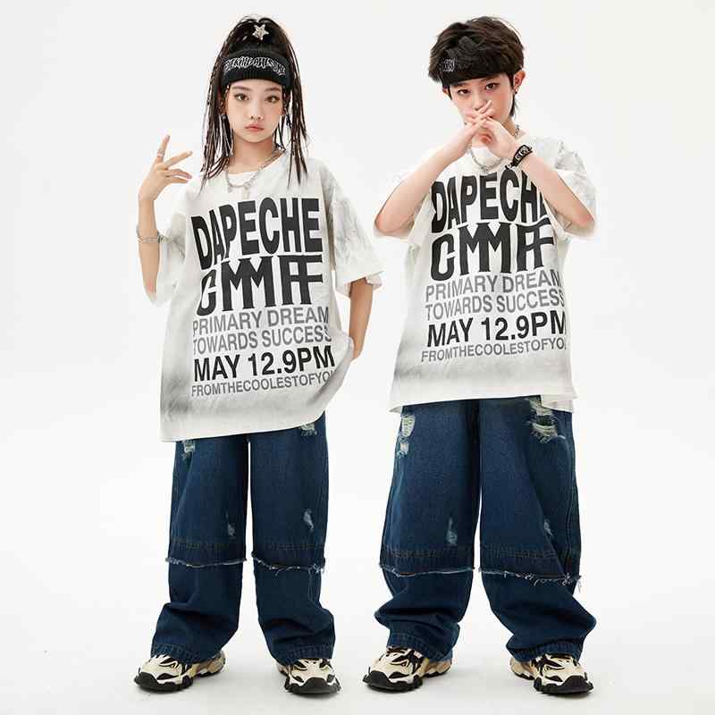 子供服 女の子 男の子 Tシャツ パンツ 夏 コスチューム バンド ダンス ヒップホップ ストリート系 パフォーマンス 衣装 クール かっこいい キッズ