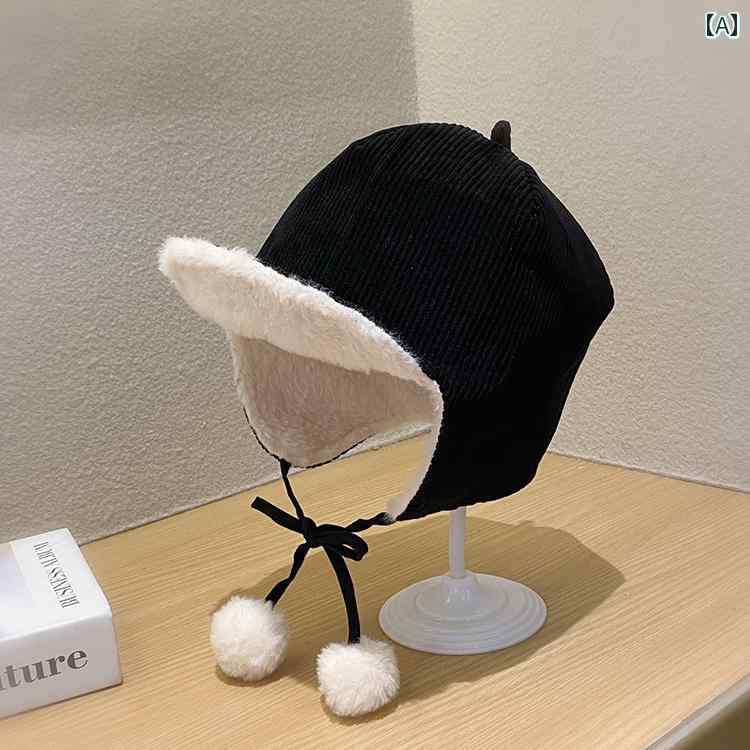 帽子 レディース 秋冬 ファッション レディース 旅行 暖かい 裏起毛 耳保護 コーデュロイ 防風 防寒 かわいい