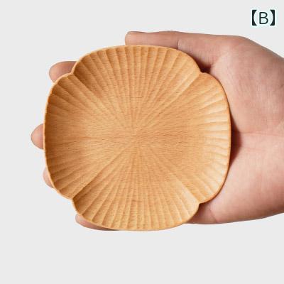 木 フラワー スナック 皿 創作 コースター 黒胡桃 ソーサー 食器 木品 ダイニング ディスプレイ シンプル ナチュラル 2