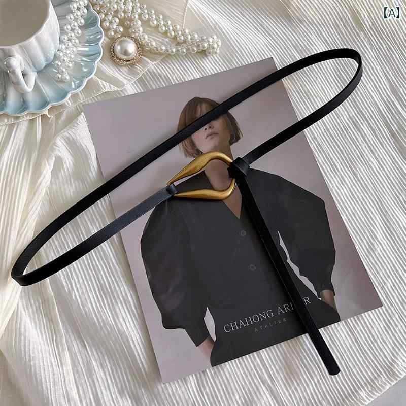 レディース PU ベルト スムースバックル シングルループ 合金 おしゃれ レザー 豪華感 ヴィンテージ風 ドレス ファッション(4.0)