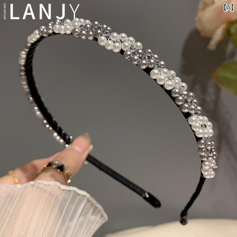 カチューシャ 韓国 パール ラインストーン キラキラ 煌めき ヘアアクセサリー 小顔効果 豪華感 おしゃ..