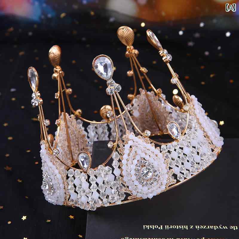 クラウン ティアラ 韓国 花嫁 結婚 パーティー 髪飾り レディース 18歳 大人式 日 きらめき ゴージャス レトロ 王冠