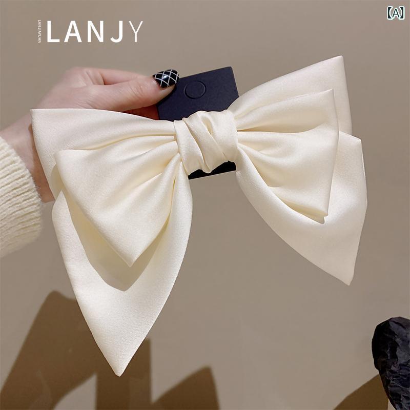 リボン ヘアクリップ バレッタ グリッパー 黒 ヘッド ドレス トップ クリップ 韓国...