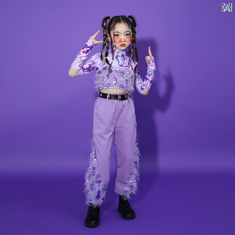 子供服 女の子 Tシャツ へそ出し パンツ コスチューム バンド ダンス ヒップホップ...