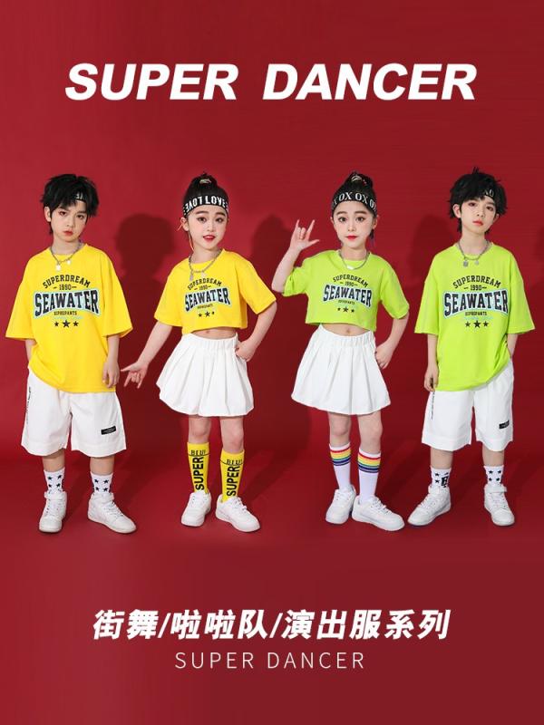 子供服 女の子 男の子 Tシャツ ショートパンツ ミニスカート チアリーディング コスチューム ブラスバンド ダンス ヒップホップ パフォーマンス 衣装 セットアップ クール かっこいい キッズ