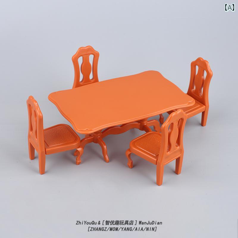 ミニチュア おもちゃ ドールハウス キッズ フィギュア ダイニングテーブル 椅子 家具 小さめ インテリア キッチン 食品 女の子