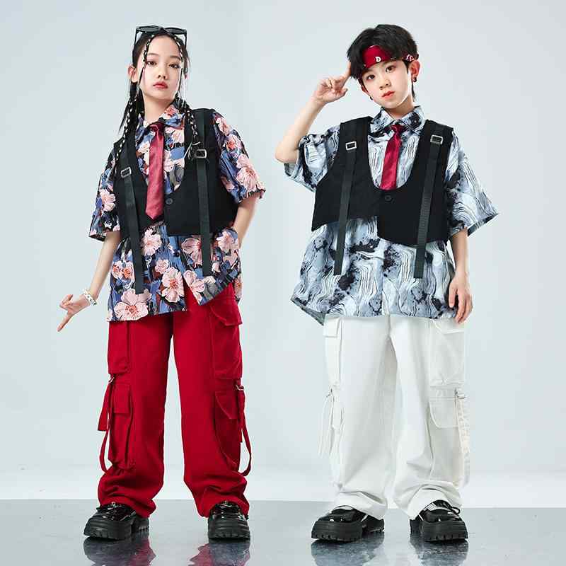 子供服 女の子 男の子 ベスト パンツ コスチューム バンド ダンス ヒップホップ ストリート系 パフォーマンス 衣装 セットアップ クール かっこいい キッズ