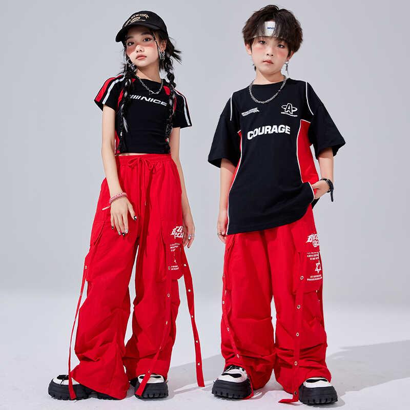 子供服 女の子 男の子 Tシャツ へそ出し パンツ 夏 コスチューム バンド ダンス ヒップホップ ストリート系 パフォーマンス 衣装 セットアップ クール かっこいい キッズ