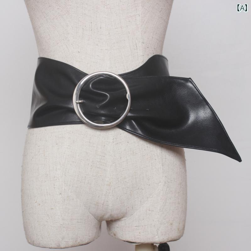 ベルト ウエストマーク ファッション シンプル モード 幅広 おしゃれ ワンピース レディース シック ドレス エレガント シャツ ワンポイント ワイド ブラック コート