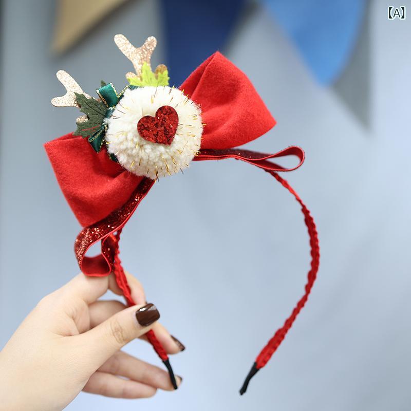 クリスマス 髪飾り ベビー かわいい 赤ちゃん フォト撮影 女の子 アクセサリー バンド 花 ピン 赤 リボ..