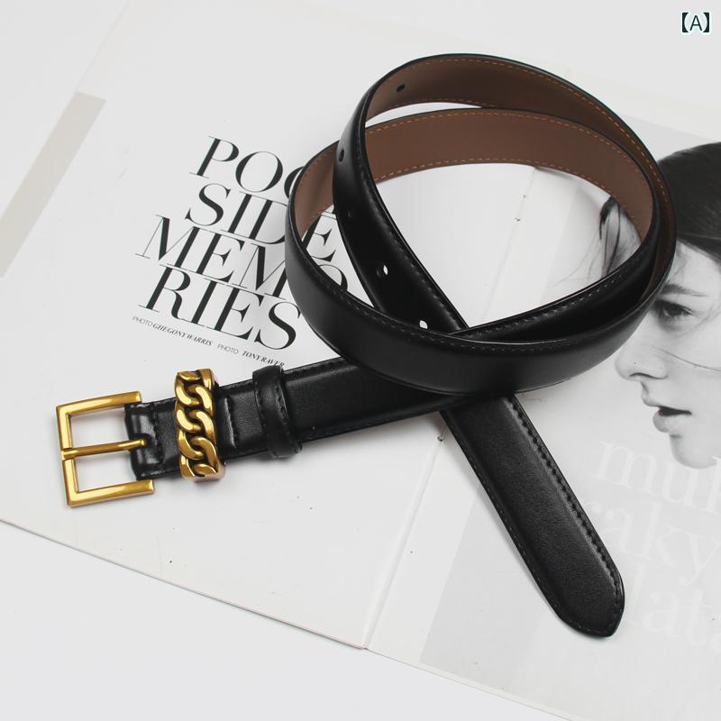 ベルト レディース 革 装飾 ジーンズ スーツ シンプル フォーマル エレガント カジュアル レザー 上品 ..