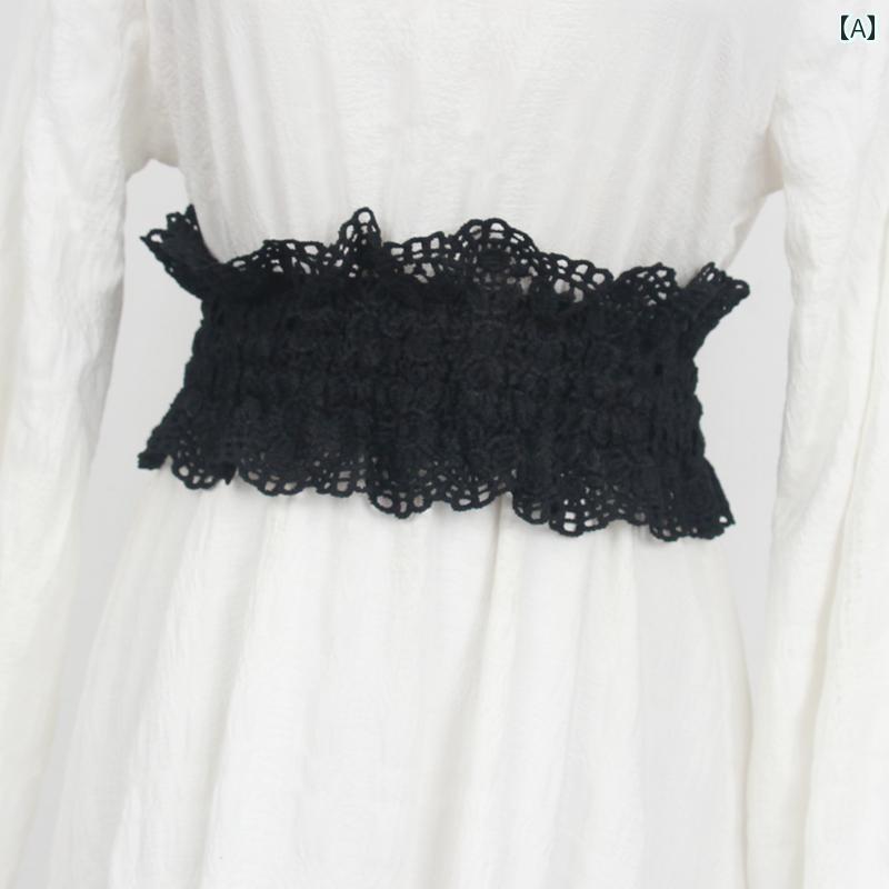 ワイドベルト サッシュ オールシーズン 快適 フェミニン ファッション おしゃれ レディース レース 幅広 エレガント 白 シャツ ワンピース 上品 ベルト