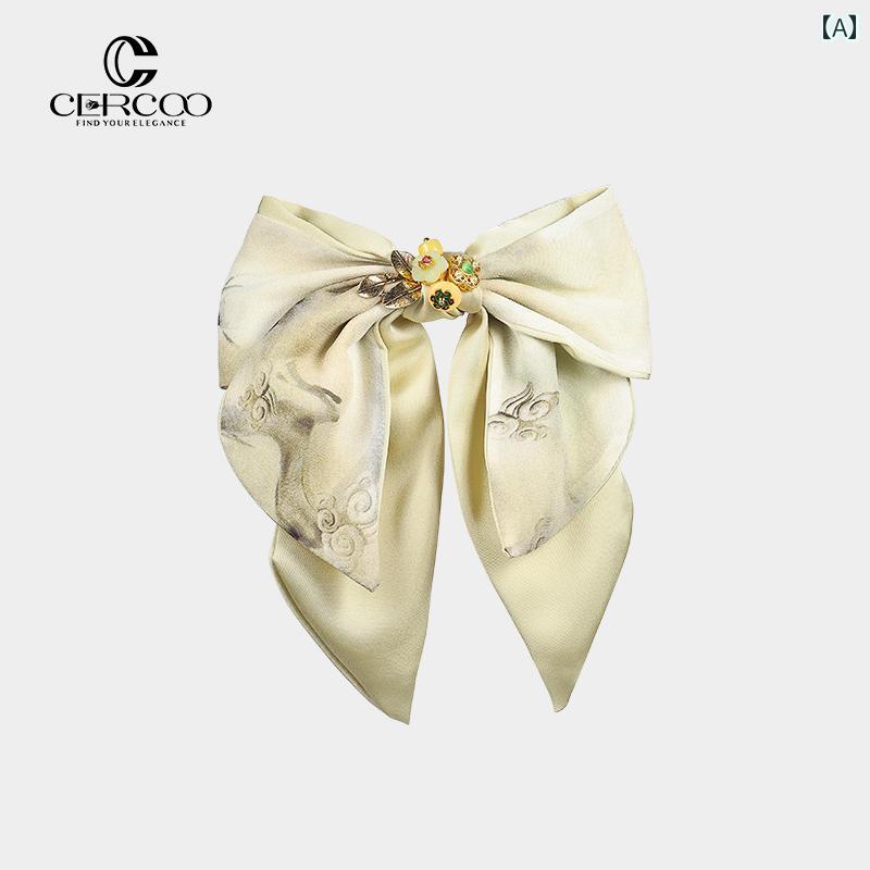 ヘアアクセサリー チャイナ風 リボン ポニーテール クリップ シック 装飾 エレガント 大人っぽい トラディショナル 伝統