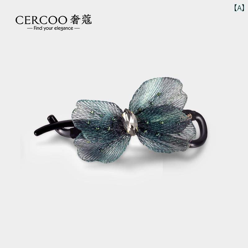 ヘアアクセサリー バタフライ 繊維 クリップ おしゃれ 蝶々 ファッション レディース 上品 エレガント ..